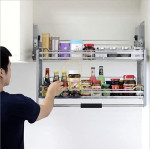 Modular Kitchen Lift Basket Elevator Stainless Steel Wire Pull Down Shelf for Cabinet Width 90 CM