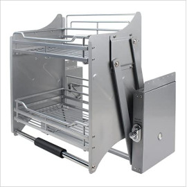 Modular Kitchen Lift Basket Elevator Stainless Steel Wire Pull Down Shelf for Cabinet Width 90 CM