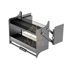 Modular Kitchen Lift Basket Elevator Glass Finish Pull Down Shelf (60 CM) – Dark Grey