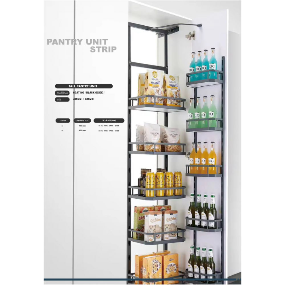 Kitchen Strip Pantry Unit for Modular Kitchen – 12 Basket (6+6)