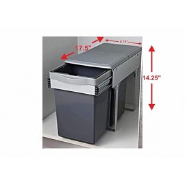 Kitchen Sliding Pull-Out Waste Bin (250 X 452 X 365 Mm) Grey Pvc with Sliding Channel 