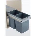 Kitchen Sliding Pull-Out Waste Bin (250 X 452 X 365 Mm) Grey Pvc with Sliding Channel 