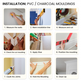 PVC Wall Moulding Strip 8ft – Charcoal, Paintable & Easy to Install