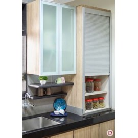 Kitchen  GLASS Rolling Shutter for cabinet  (Black & Silver, 450 & 600  mm)