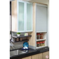 Kitchen Glass Rolling Shutter for Cabinet – Black & Silver (450/600mm)