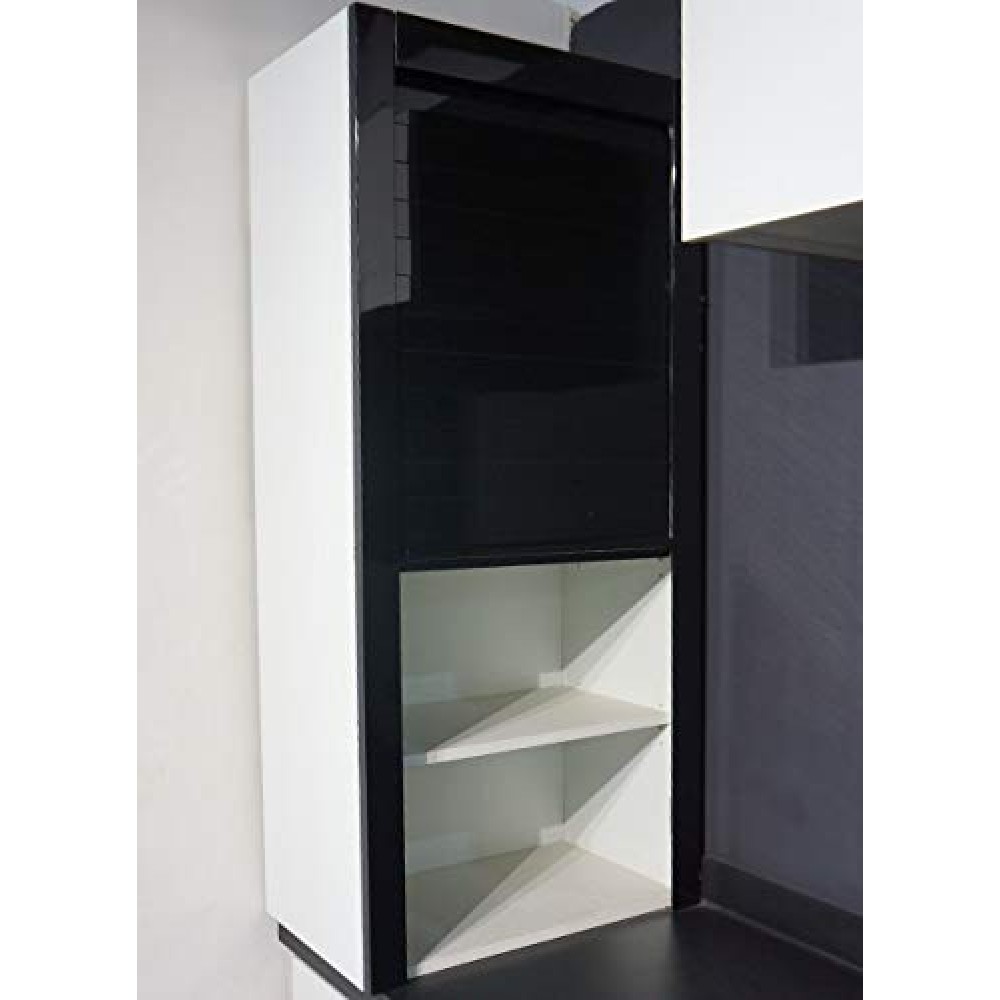 Kitchen Glass Rolling Shutter for Cabinet – Black & Silver (450/600mm)